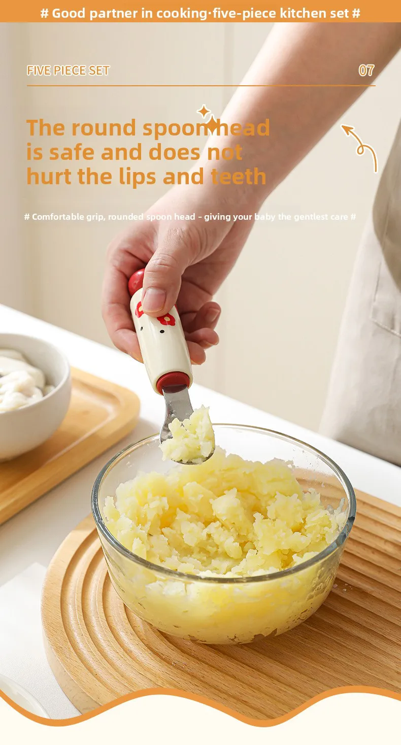 Baby Complementary Food Utensils Dopamine Kitchen Gadget Stainless Steel Egg Yolk Separator Mesh Filter Sieve Spoon Making Tool