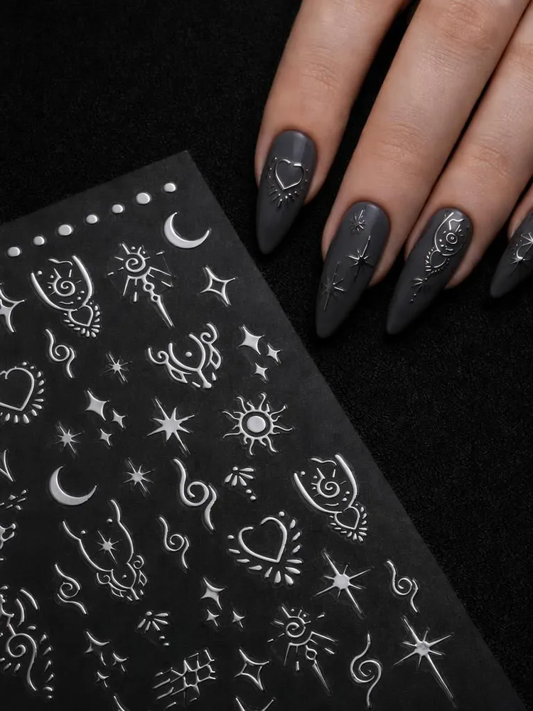1PC metal starry moon nail stickers for Ramadan, easy to apply for DIY nail decoration, gifts, party and wedding makeup styling view 9