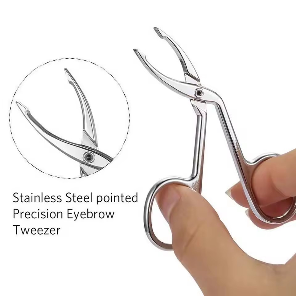 1Pcs Scissor Type Eyebrow Tweezer Fine Hairs Puller Eye Brow Nose Hair Removal Stainless Steel Beauty Makeup Tools Accessories view 4