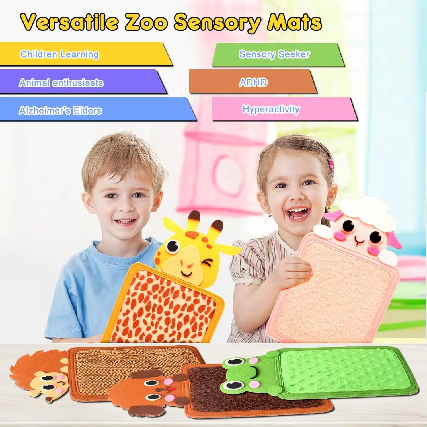 New Cartoon Sensory Tactiles Mat Animal Mat Education Felt Sensory Pad Unisex Learning Gift Children Hand Skill Tactiles Board
