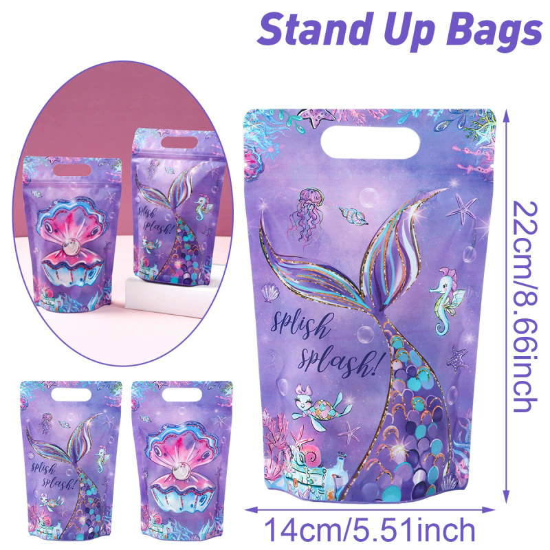 New Unicorn Bow Theme Handheld Zipper Bag for Birthday Parties Standing Self sealing Gift Bag Candy Bag