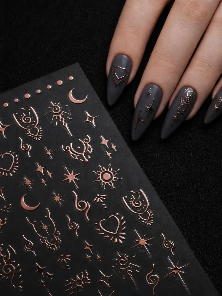 1PC metal starry moon nail stickers for Ramadan, easy to apply for DIY nail decoration, gifts, party and wedding makeup styling view 10