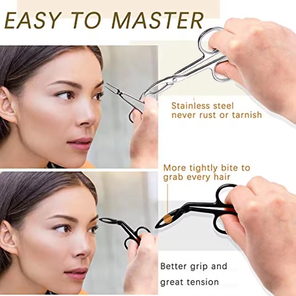 1Pcs Scissor Type Eyebrow Tweezer Fine Hairs Puller Eye Brow Nose Hair Removal Stainless Steel Beauty Makeup Tools Accessories view 6