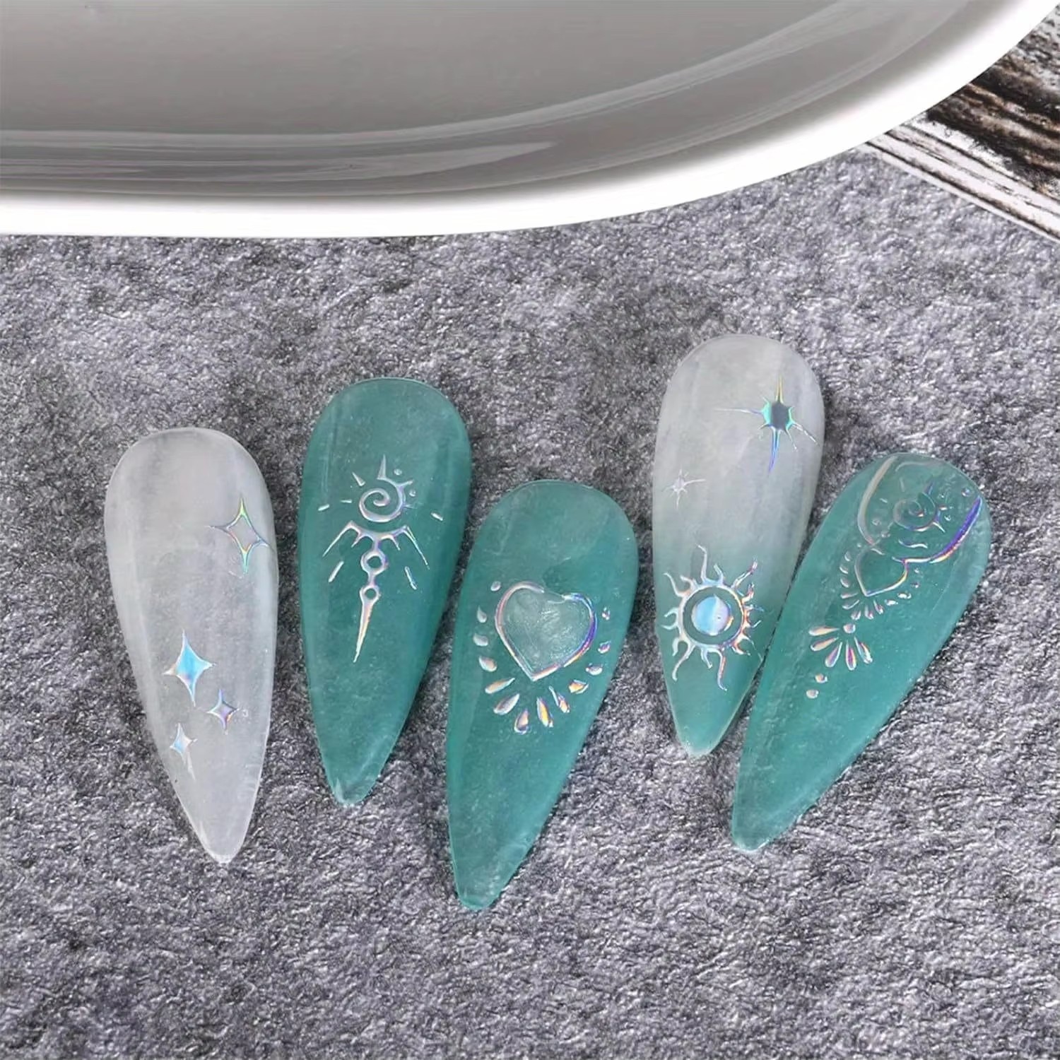 1PC metal starry moon nail stickers for Ramadan, easy to apply for DIY nail decoration, gifts, party and wedding makeup styling view 6