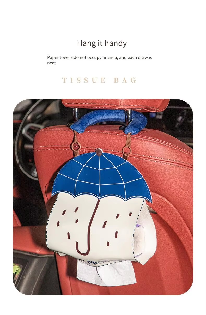 Cute Hanging Tissue Storage Bag Waterproof Wall Organizer Large Capacity Cartoon Tissue Holder Bathroom Kitchen Storage Pouch