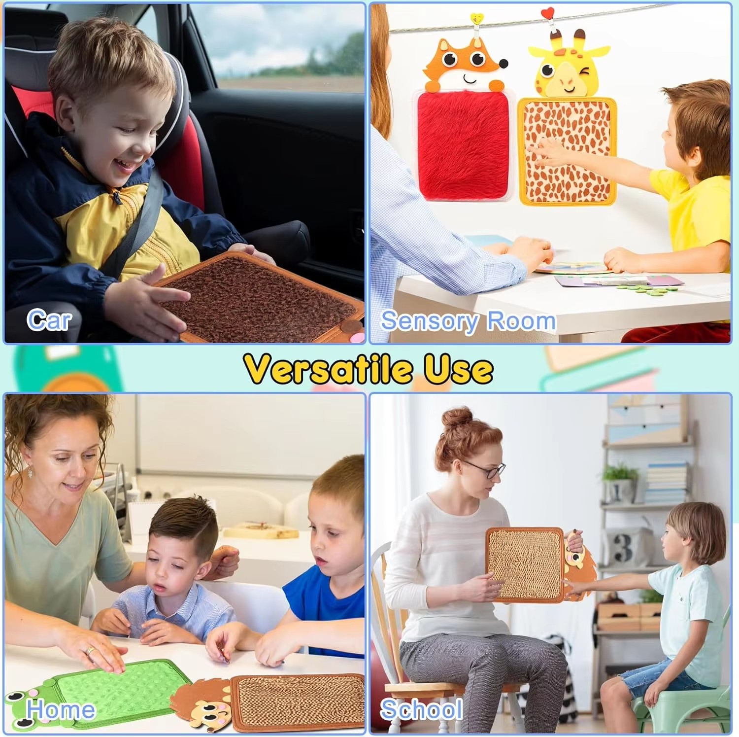 New Cartoon Sensory Tactiles Mat Animal Mat Education Felt Sensory Pad Unisex Learning Gift Children Hand Skill Tactiles Board