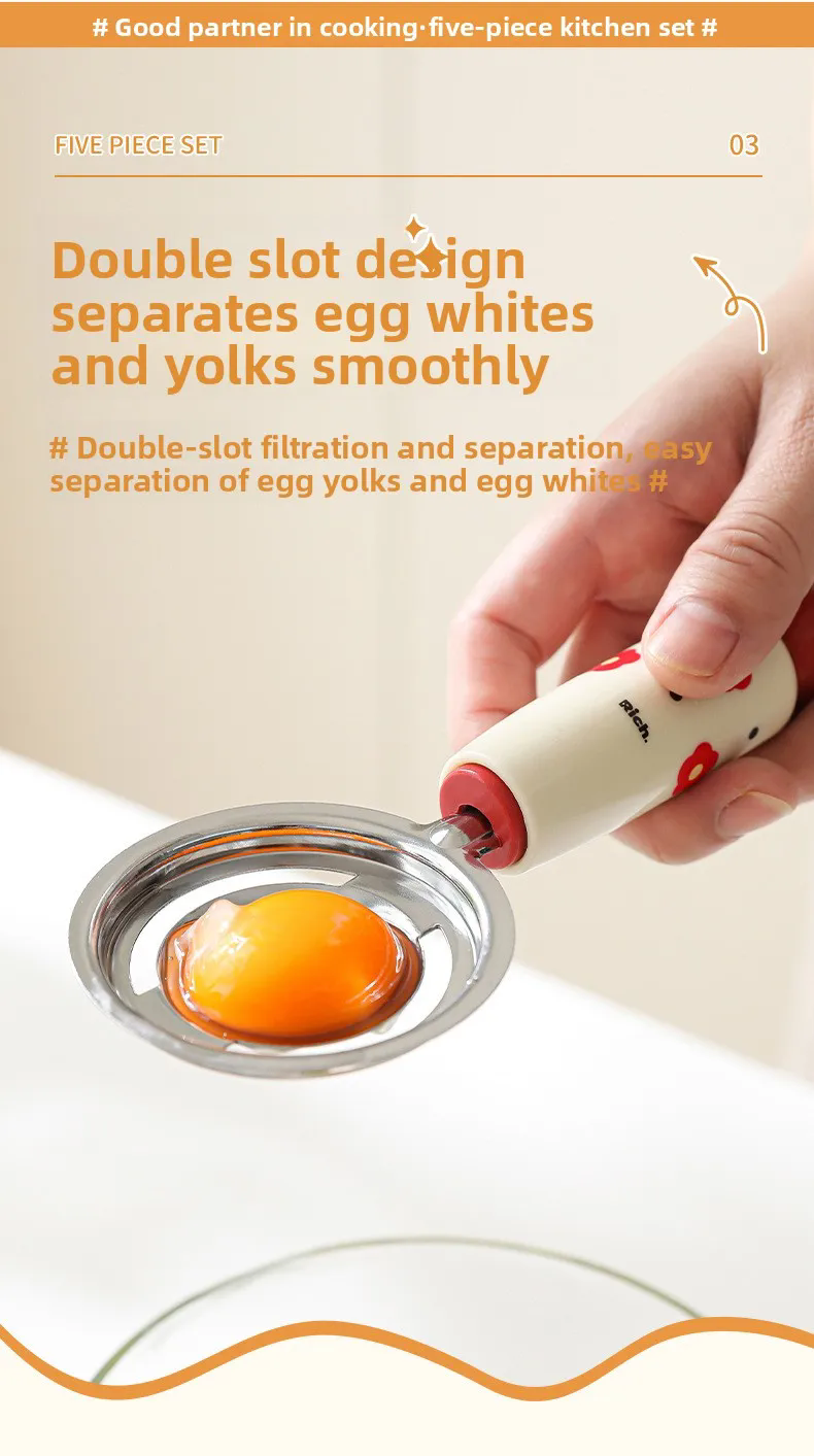 Baby Complementary Food Utensils Dopamine Kitchen Gadget Stainless Steel Egg Yolk Separator Mesh Filter Sieve Spoon Making Tool