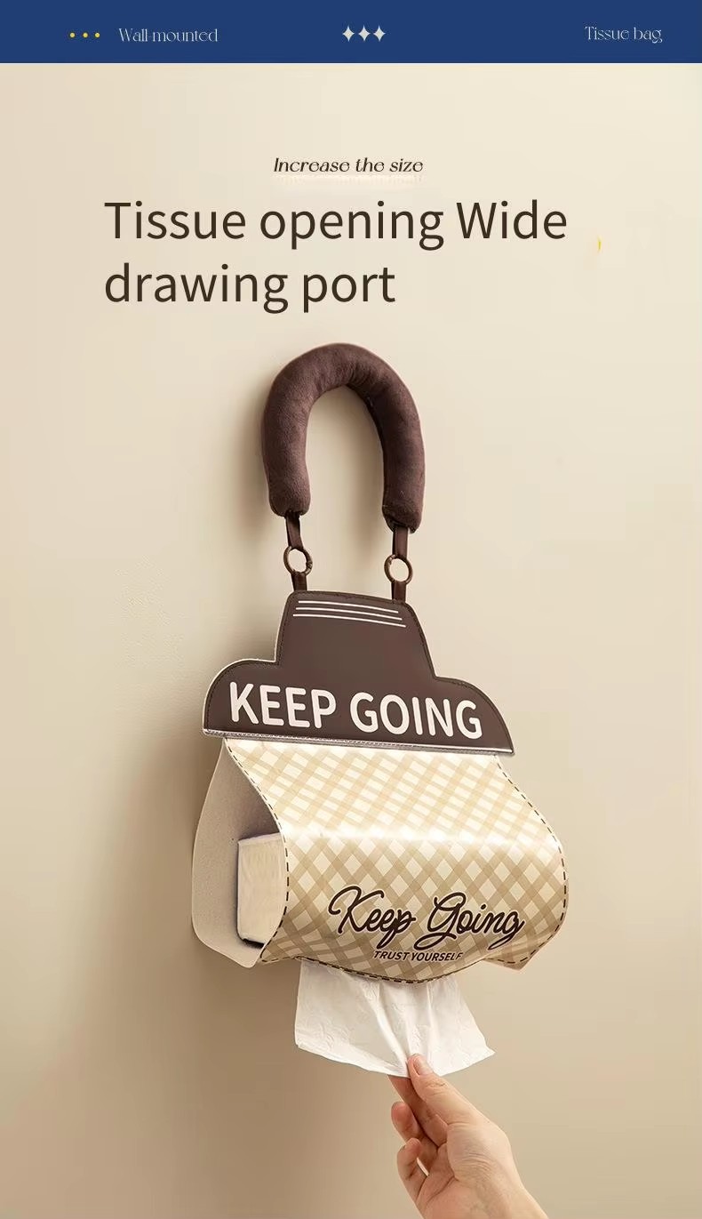 Cute Hanging Tissue Storage Bag Waterproof Wall Organizer Large Capacity Cartoon Tissue Holder Bathroom Kitchen Storage Pouch