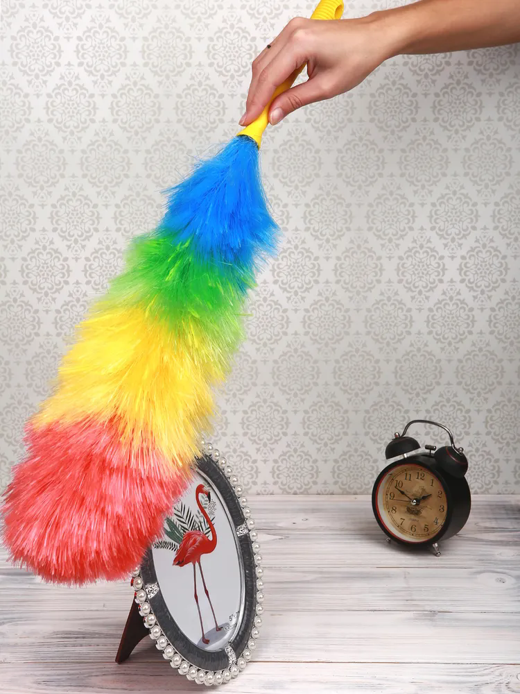 Rainbow Color Feather Duster Bendable Cleaning Plastic Handle Dusting Tool for Home Cleaning Anti Static Duster Dust Cleaner