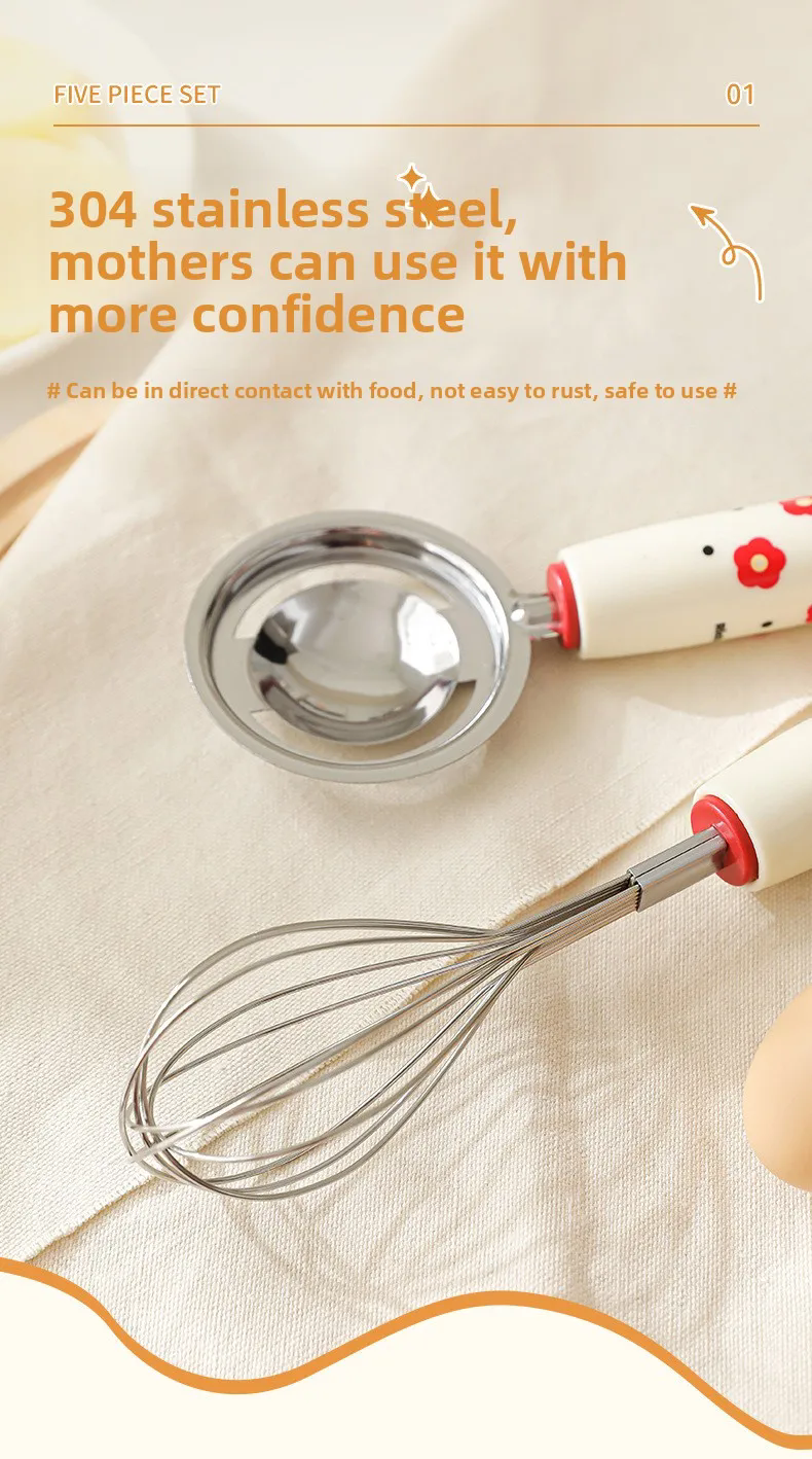 Baby Complementary Food Utensils Dopamine Kitchen Gadget Stainless Steel Egg Yolk Separator Mesh Filter Sieve Spoon Making Tool