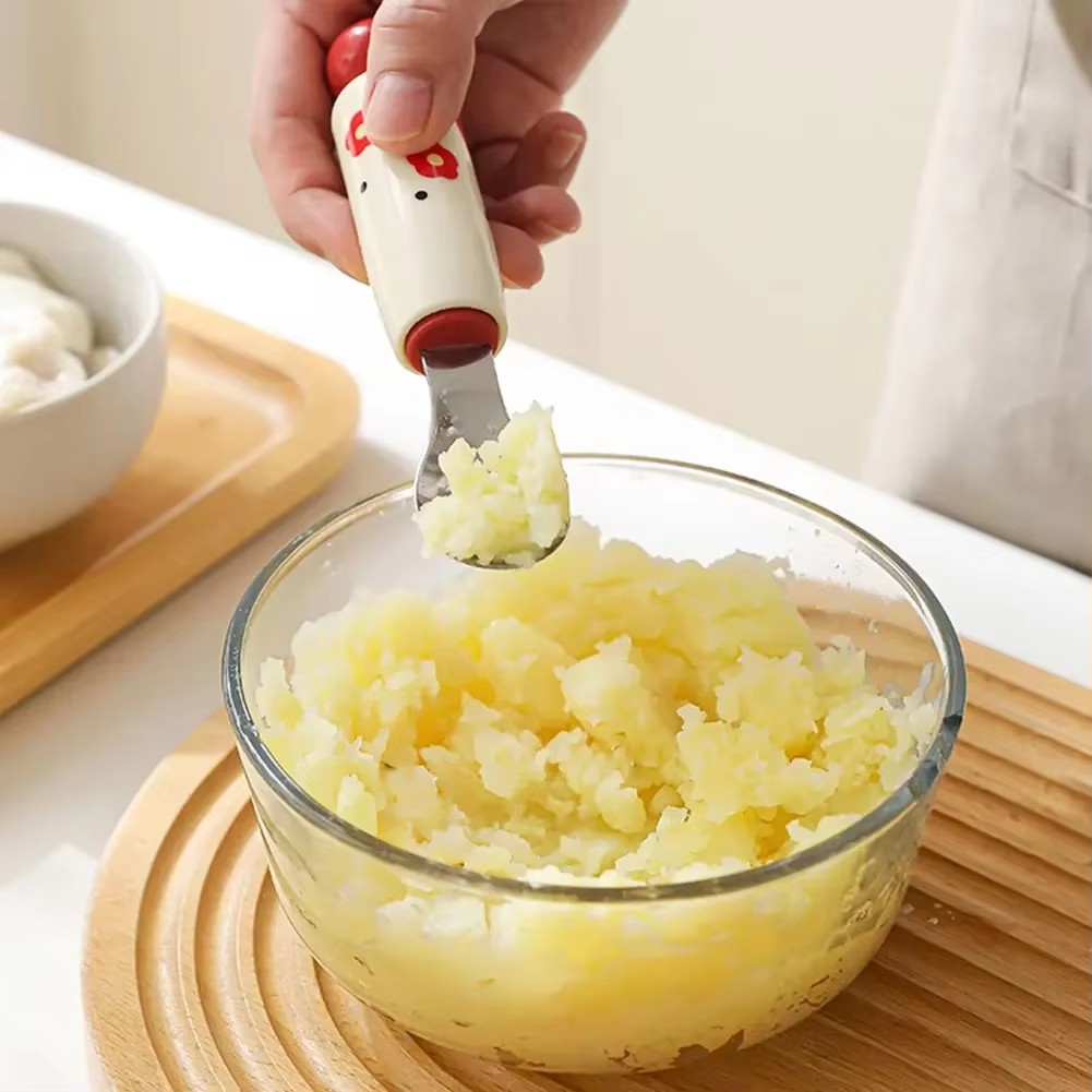 Baby Complementary Food Utensils Dopamine Kitchen Gadget Stainless Steel Egg Yolk Separator Mesh Filter Sieve Spoon Making Tool