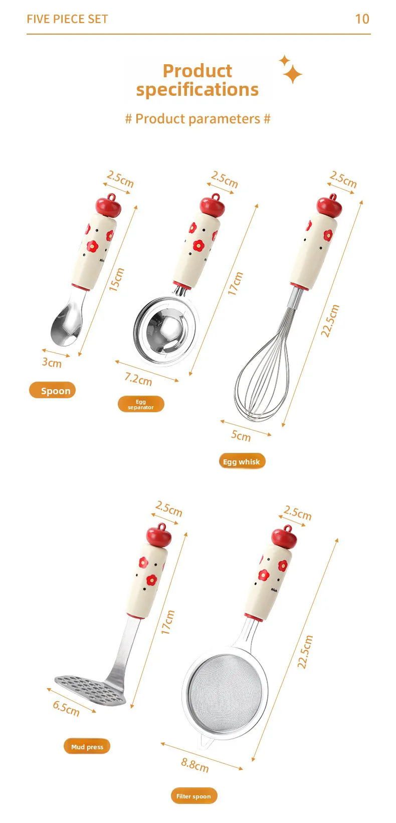 Baby Complementary Food Utensils Dopamine Kitchen Gadget Stainless Steel Egg Yolk Separator Mesh Filter Sieve Spoon Making Tool