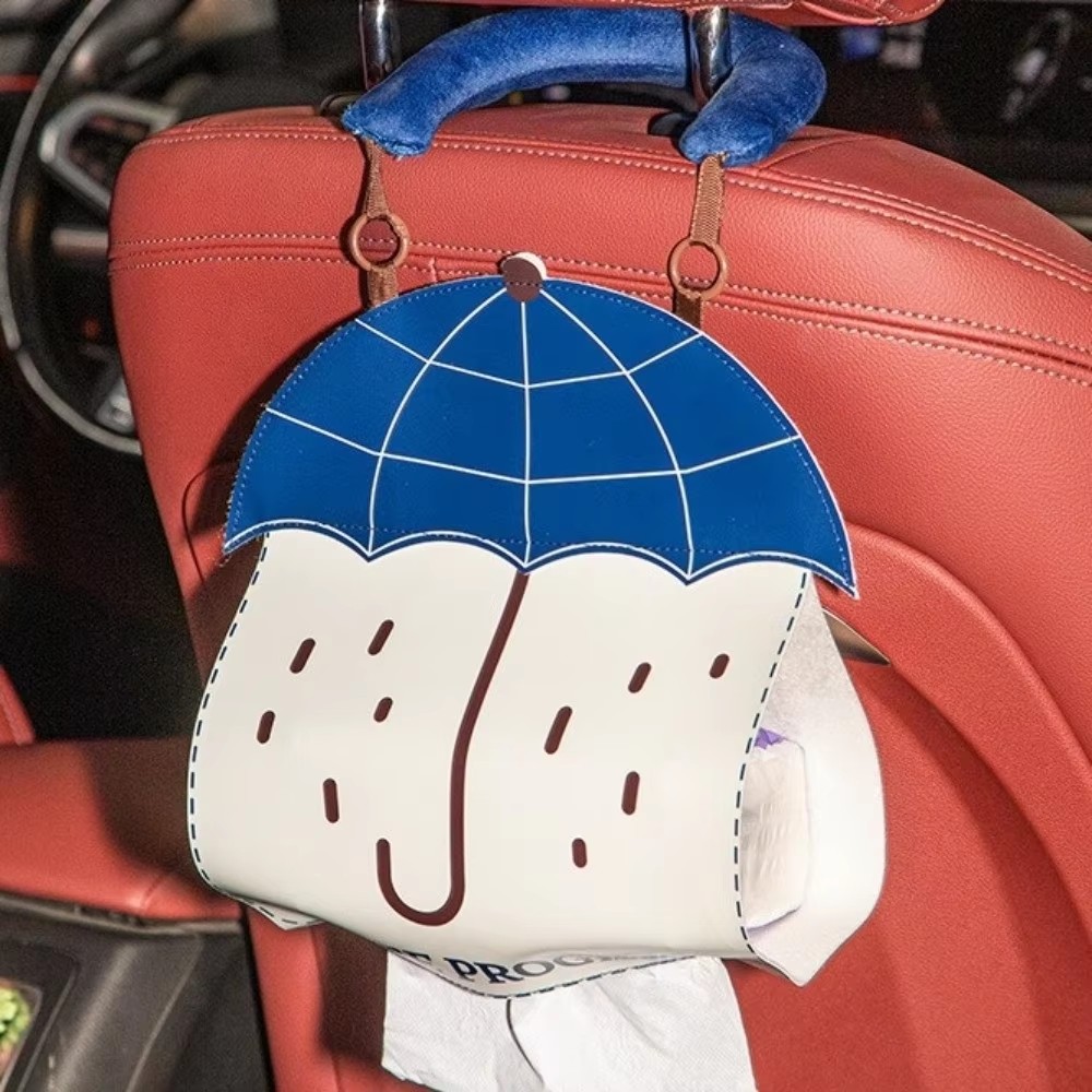 Cute Hanging Tissue Storage Bag Waterproof Wall Organizer Large Capacity Cartoon Tissue Holder Bathroom Kitchen Storage Pouch