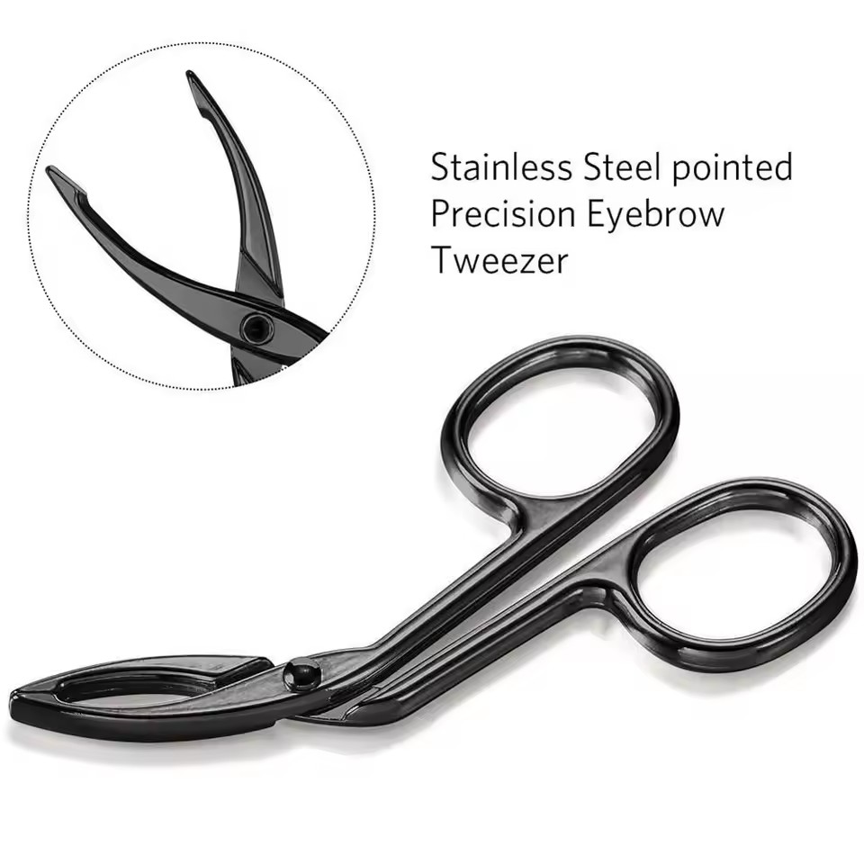 1Pcs Scissor Type Eyebrow Tweezer Fine Hairs Puller Eye Brow Nose Hair Removal Stainless Steel Beauty Makeup Tools Accessories view 3
