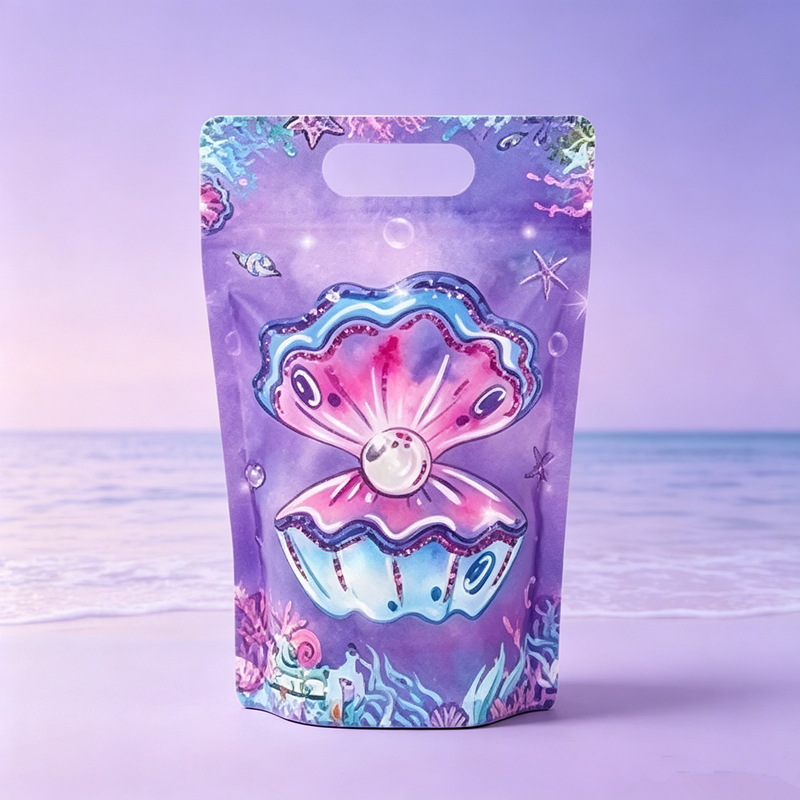 New Unicorn Bow Theme Handheld Zipper Bag for Birthday Parties Standing Self sealing Gift Bag Candy Bag