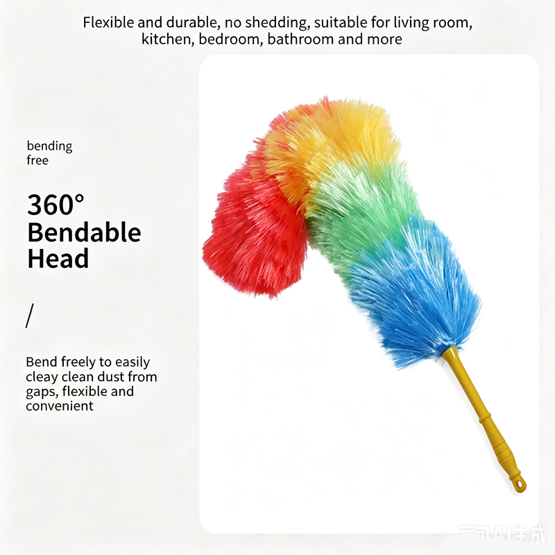 Rainbow Color Feather Duster Bendable Cleaning Plastic Handle Dusting Tool for Home Cleaning Anti Static Duster Dust Cleaner