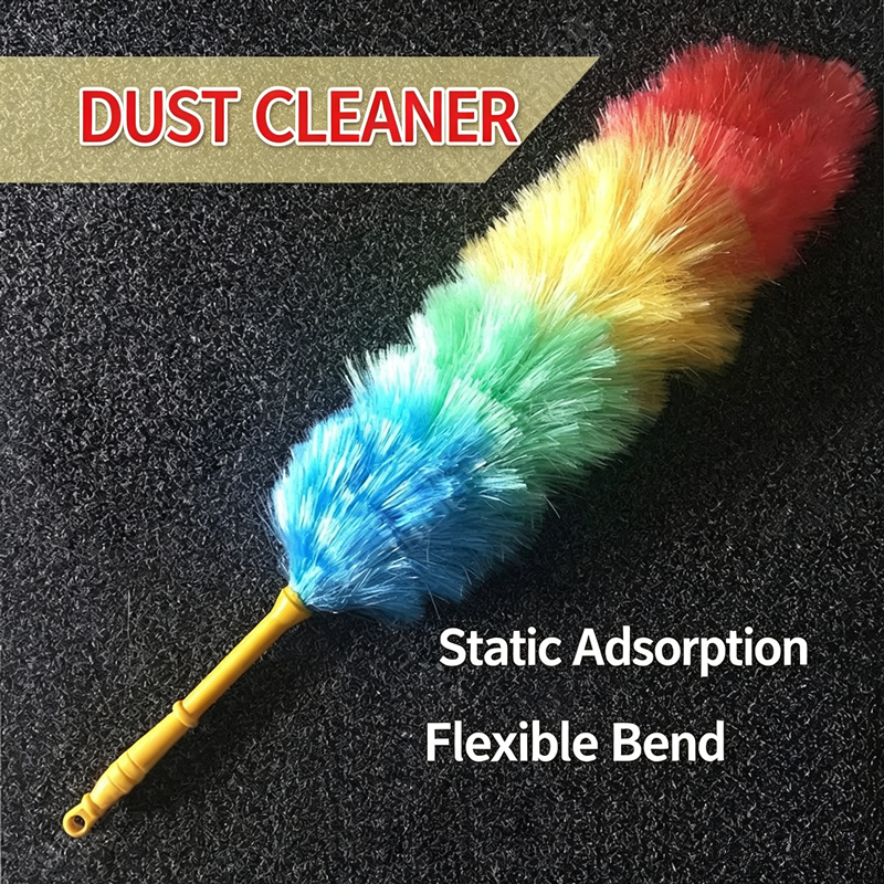 Rainbow Color Feather Duster Bendable Cleaning Plastic Handle Dusting Tool for Home Cleaning Anti Static Duster Dust Cleaner