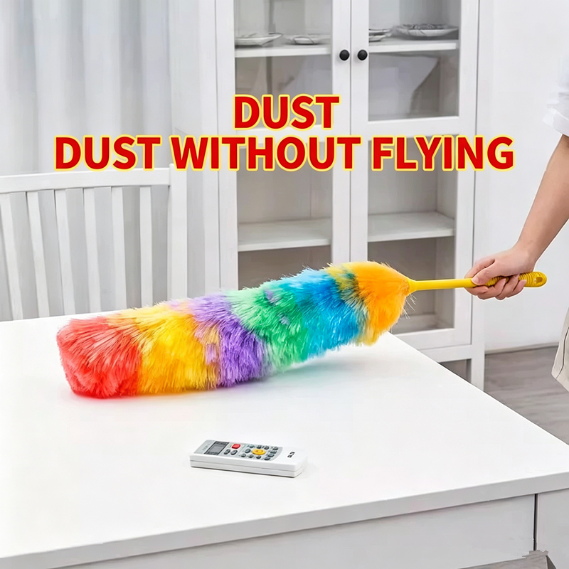 Rainbow Color Feather Duster Bendable Cleaning Plastic Handle Dusting Tool for Home Cleaning Anti Static Duster Dust Cleaner