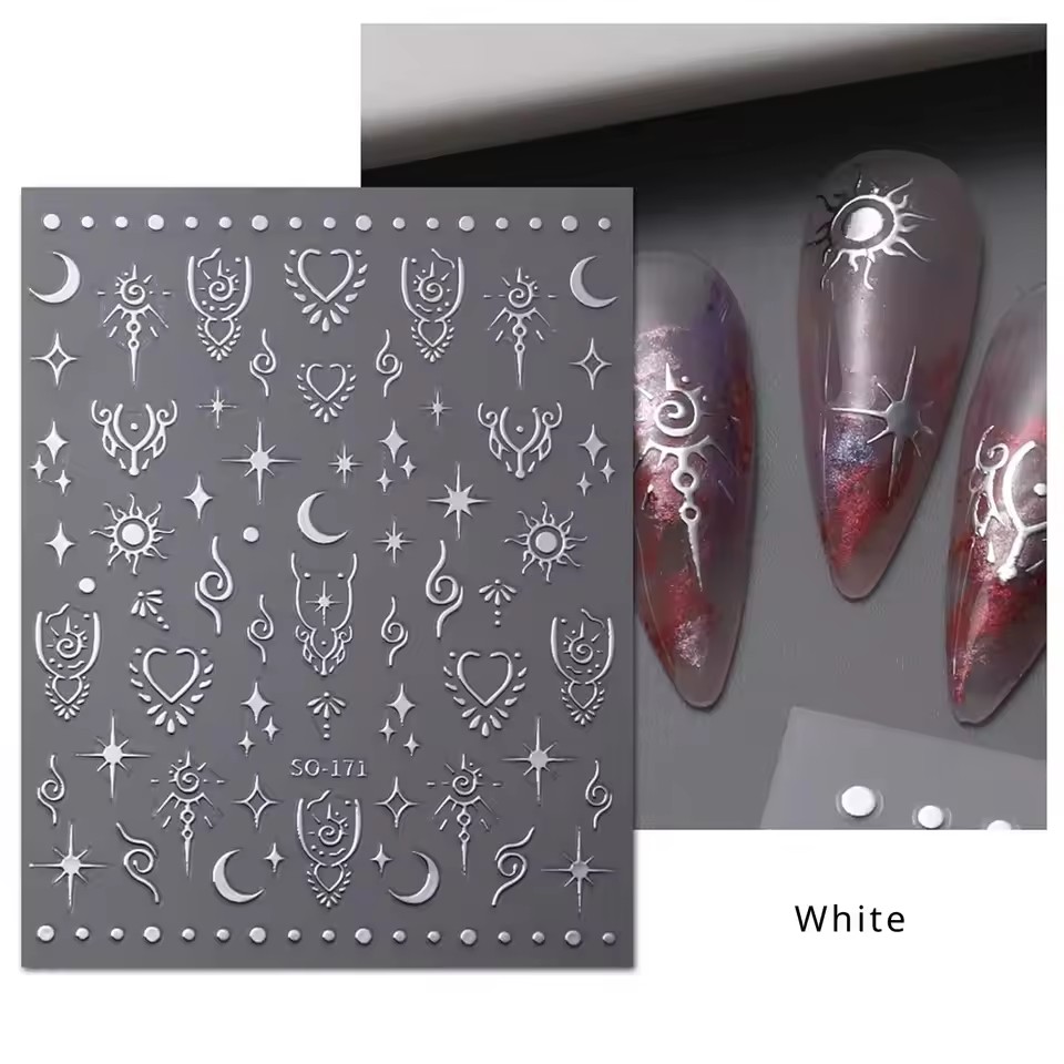 1PC metal starry moon nail stickers for Ramadan, easy to apply for DIY nail decoration, gifts, party and wedding makeup styling view 3