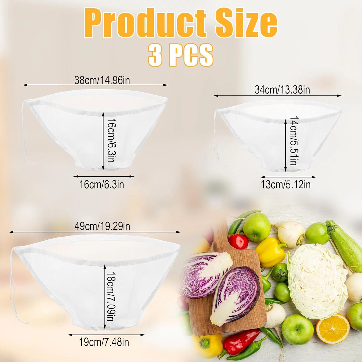 Reusable Cheese Cloth Bags Fine Mesh Strainer for Yogurt Juice Coffee Gauze Filtering Bags Kitchen Cooking Filter Strainers Bag