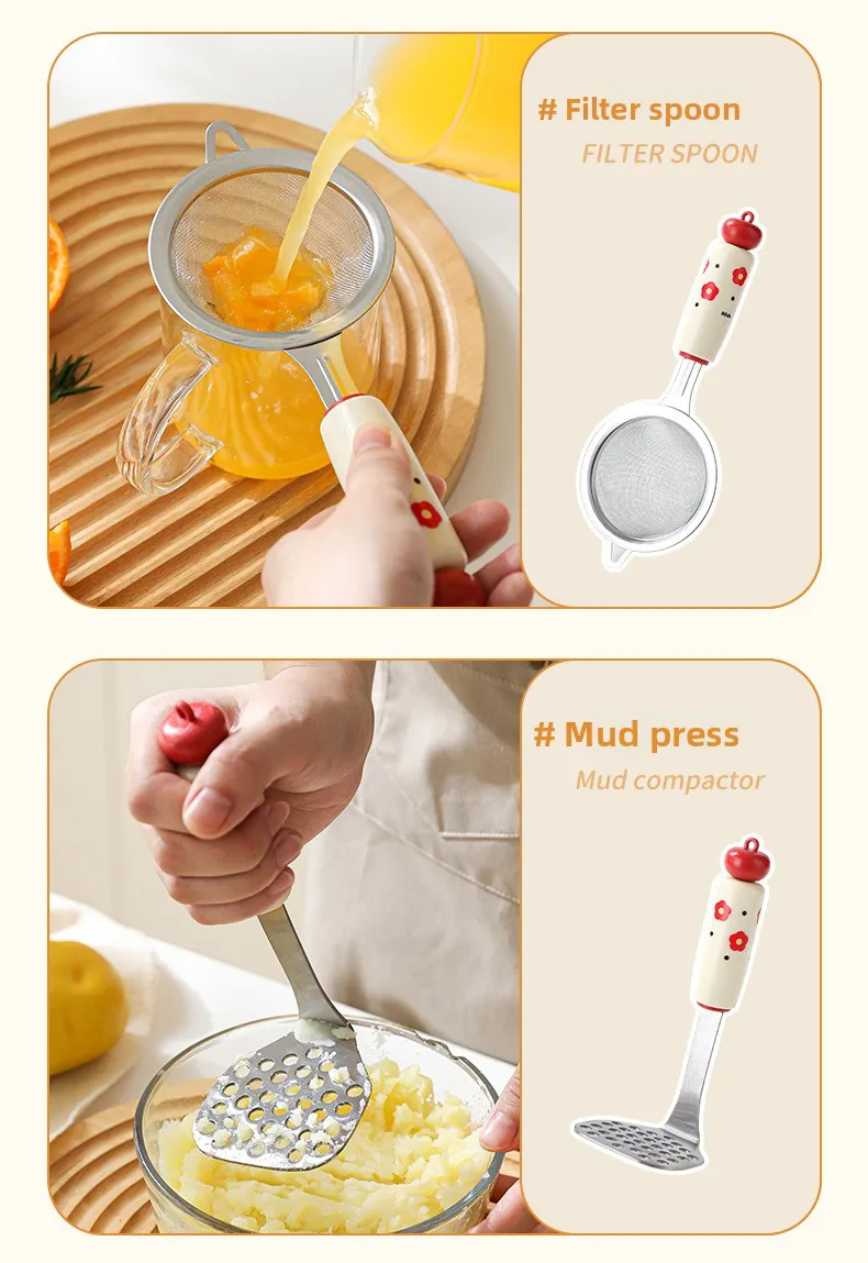 Baby Complementary Food Utensils Dopamine Kitchen Gadget Stainless Steel Egg Yolk Separator Mesh Filter Sieve Spoon Making Tool