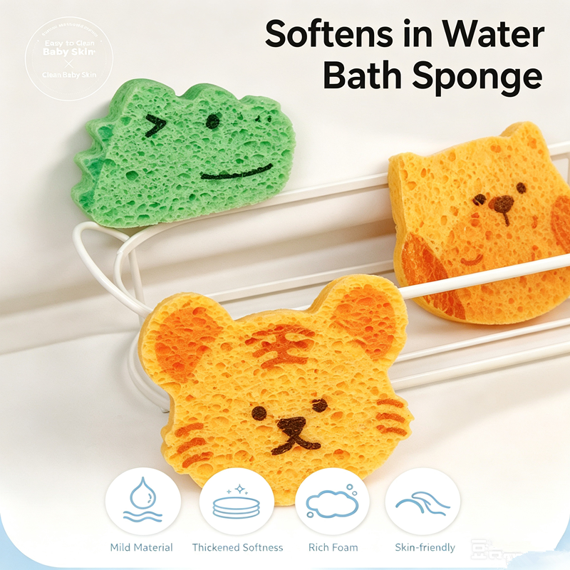 Animal cartoon bath sponge wipe, bath mud remover, bathroom supplies, bath wipe, kitchen cleaning, dishwashing sponge wipe