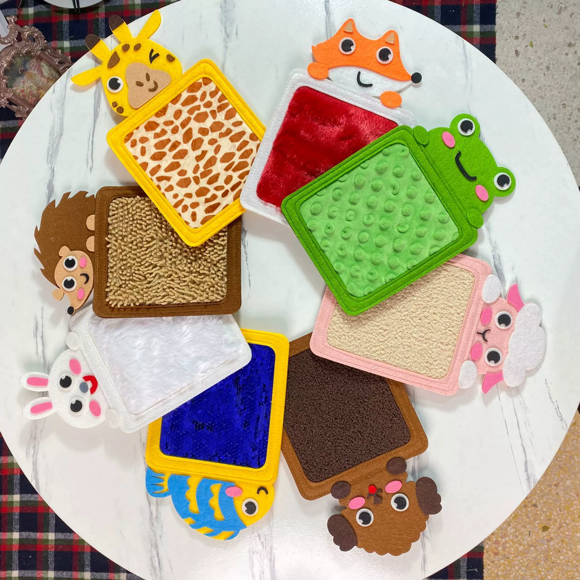 New Cartoon Sensory Tactiles Mat Animal Mat Education Felt Sensory Pad Unisex Learning Gift Children Hand Skill Tactiles Board