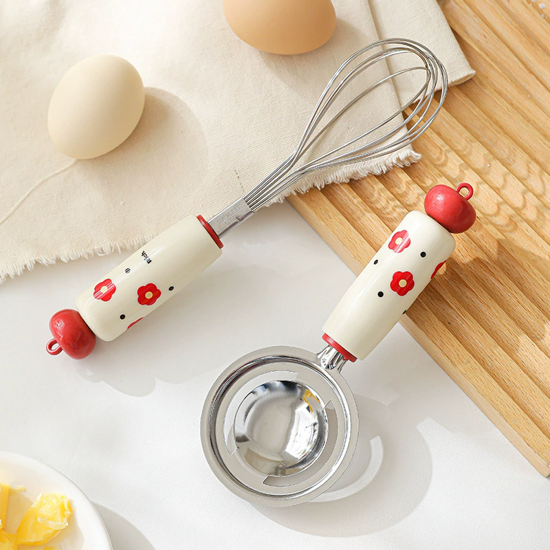 Baby Complementary Food Utensils Dopamine Kitchen Gadget Stainless Steel Egg Yolk Separator Mesh Filter Sieve Spoon Making Tool