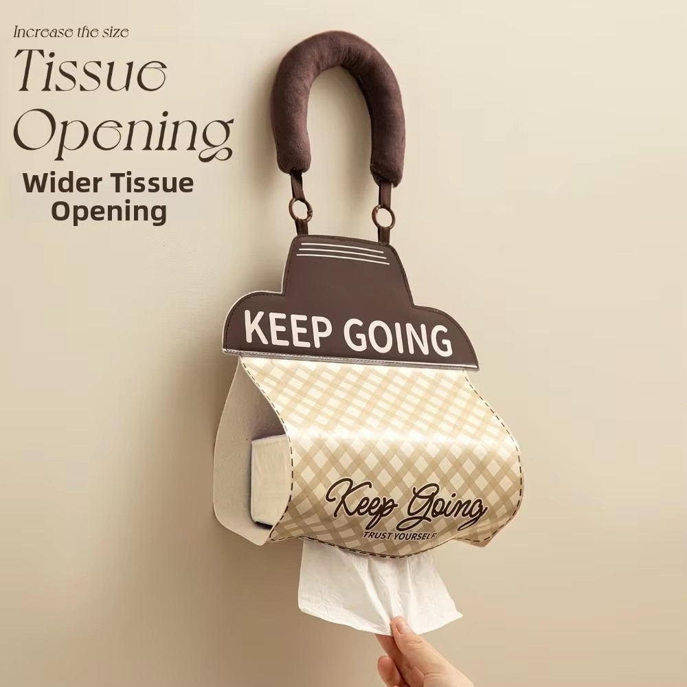 Cute Hanging Tissue Storage Bag Waterproof Wall Organizer Large Capacity Cartoon Tissue Holder Bathroom Kitchen Storage Pouch