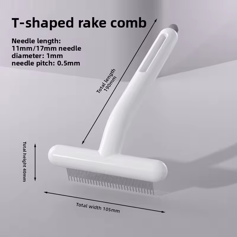 Pet Hair Removal T Type Rake Smooth ABS Plastic Housing Corrosion-resistant Steel Teat Reduces Floating Pet Hair Sofa Carpet Grooming Work for All Cat Breeds pet brush