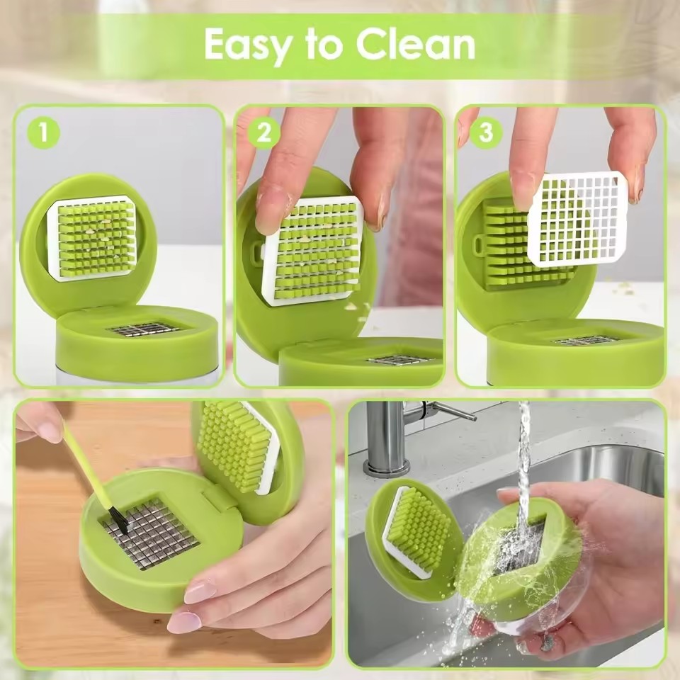 1PC Multifunctional Garlic Press Manual Mincer,PET and Stainless Steel Garlic Slicer Handheld Ginger Masher with Storage Case