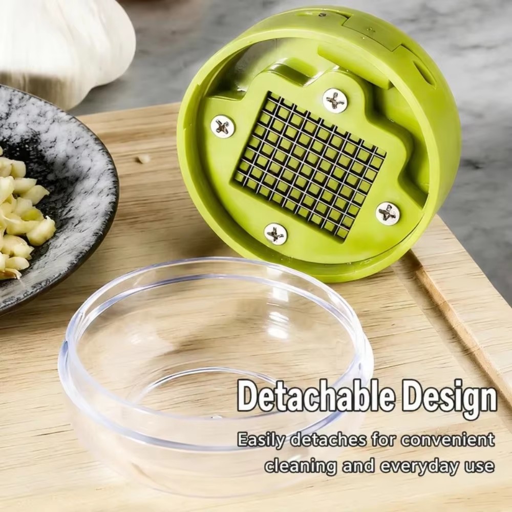 1PC Multifunctional Garlic Press Manual Mincer,PET and Stainless Steel Garlic Slicer Handheld Ginger Masher with Storage Case