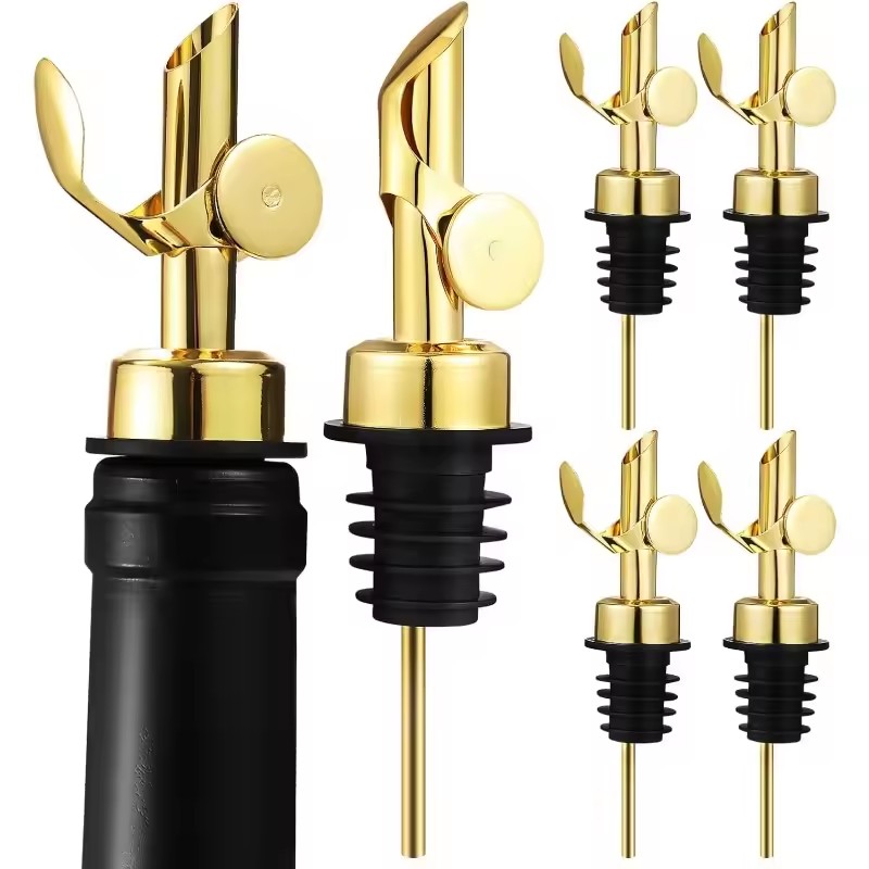 1PC Stainless Steel Bottle Pourer Auto Flip Liquor Bottle Pourer for Alcohol Pour Spout with Plug for Cocktail Olive Oil Vinegar