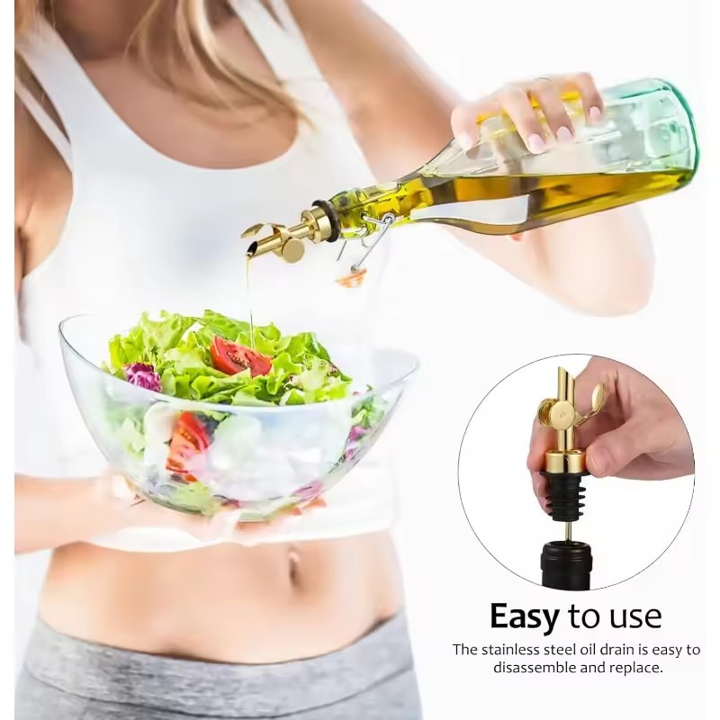 1PC Stainless Steel Bottle Pourer Auto Flip Liquor Bottle Pourer for Alcohol Pour Spout with Plug for Cocktail Olive Oil Vinegar