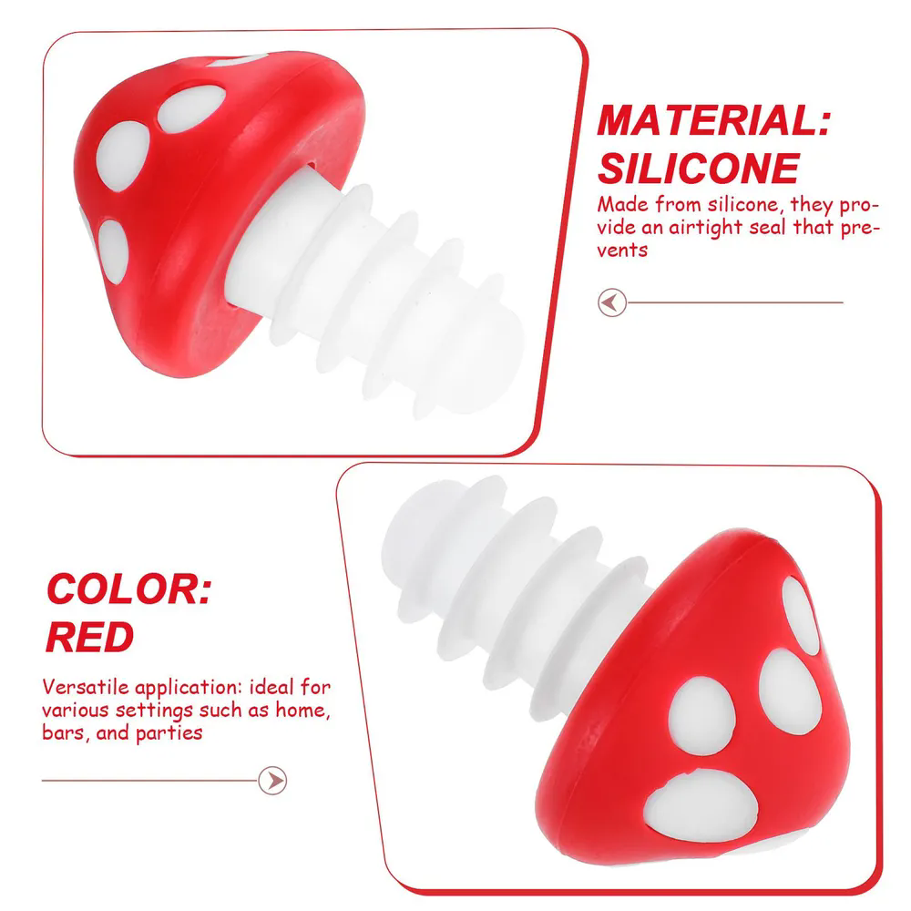 1Pc Mushroom Shaped Silicone Wine Bottle Stopper Holiday Leak Proof Cap for Glass Bottles Kitchen Gadget Sealing Lid