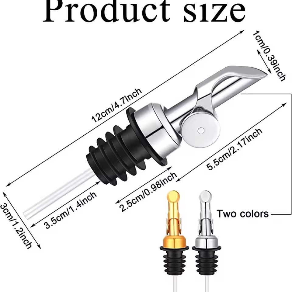 1PC Stainless Steel Bottle Pourer Auto Flip Liquor Bottle Pourer for Alcohol Pour Spout with Plug for Cocktail Olive Oil Vinegar