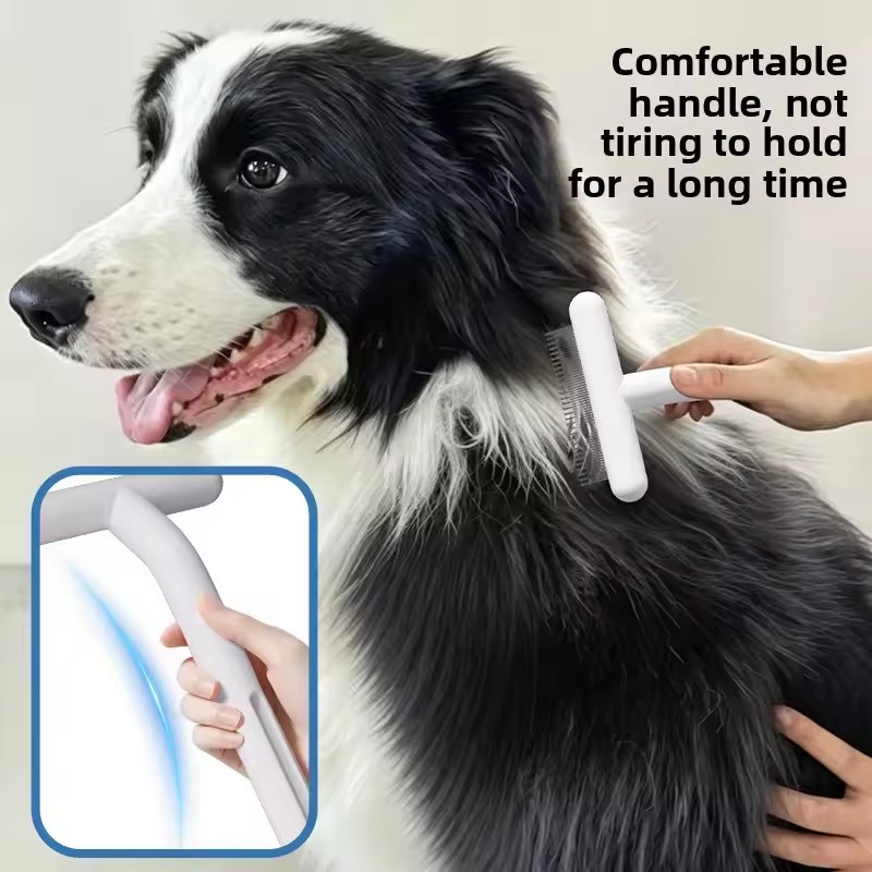 Pet Hair Removal T Type Rake Smooth ABS Plastic Housing Corrosion-resistant Steel Teat Reduces Floating Pet Hair Sofa Carpet Grooming Work for All Cat Breeds pet brush