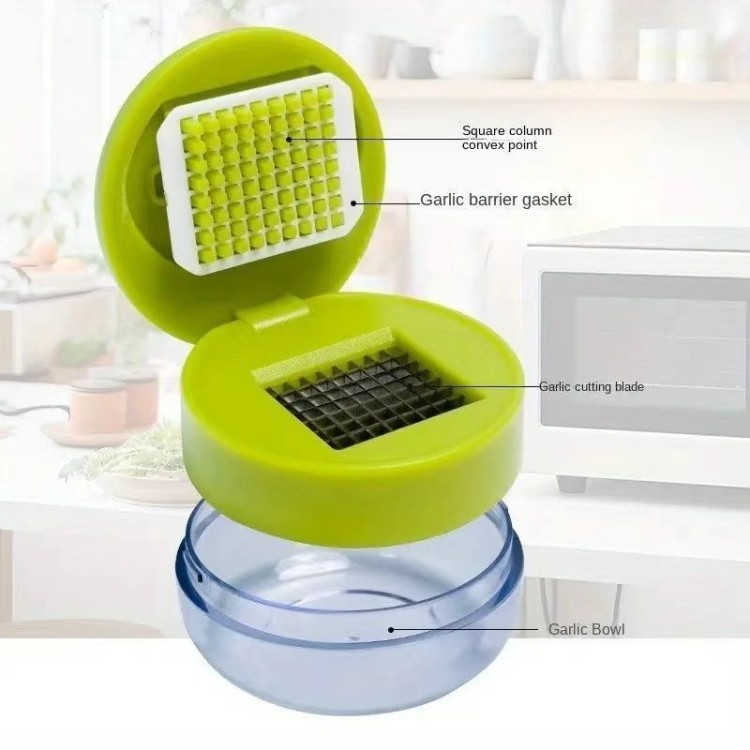 1PC Multifunctional Garlic Press Manual Mincer,PET and Stainless Steel Garlic Slicer Handheld Ginger Masher with Storage Case