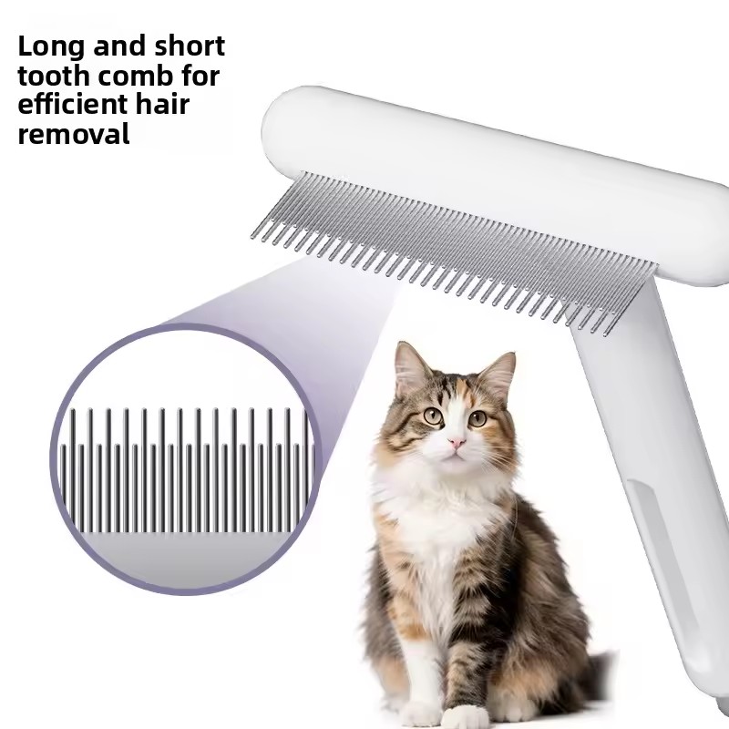 Pet Hair Removal T Type Rake Smooth ABS Plastic Housing Corrosion-resistant Steel Teat Reduces Floating Pet Hair Sofa Carpet Grooming Work for All Cat Breeds pet brush