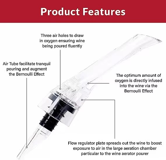 1pcs Magic Wine Decanter Wine Aerating Pourer Spout Decanter Wine Aerator Quick Aerating Pouring Tool Pump Portable Filter