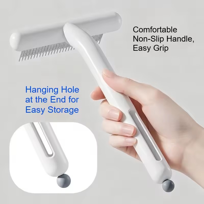 Pet Hair Removal T Type Rake Smooth ABS Plastic Housing Corrosion-resistant Steel Teat Reduces Floating Pet Hair Sofa Carpet Grooming Work for All Cat Breeds pet brush