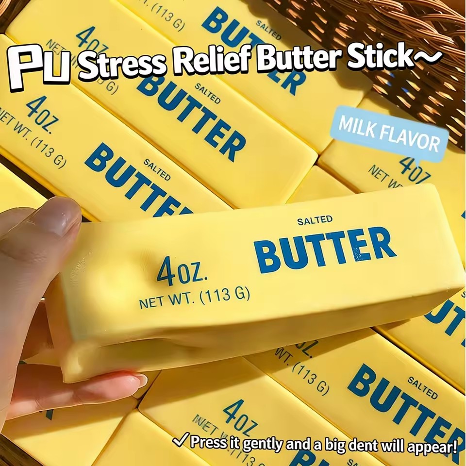1PC Antistress Butter Stick Stress & Anxiety Relief Fidget Toys Slow Rising Squishy Squeeze Elastic Cheese Stick Prank Toys