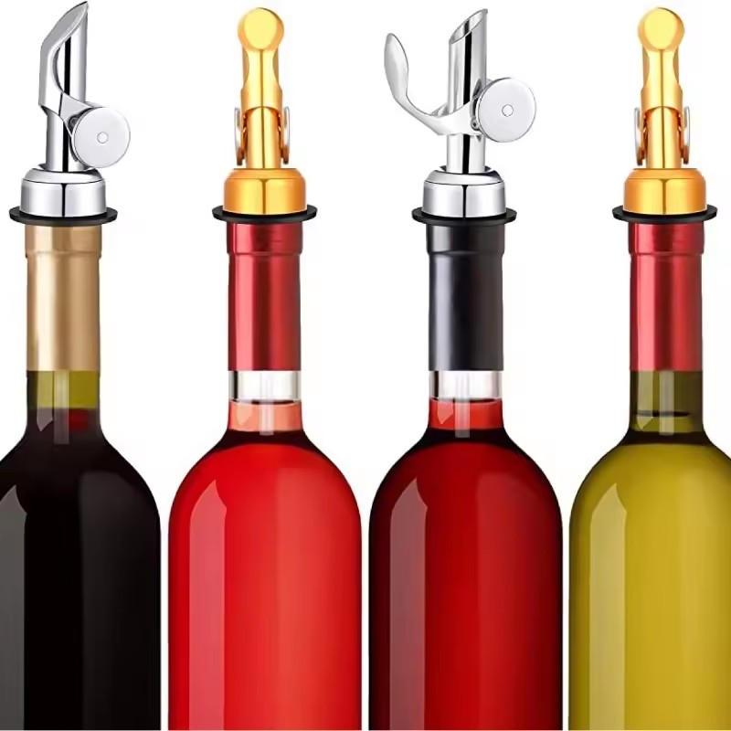 1PC Stainless Steel Bottle Pourer Auto Flip Liquor Bottle Pourer for Alcohol Pour Spout with Plug for Cocktail Olive Oil Vinegar