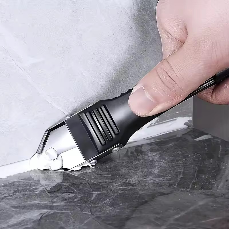 Silicone Scraper Squeegee Glue Remover Knife Caulking Angle Beauty Crack Trowel Tool Grout Scraper Kit with 5pcs Scraper Head