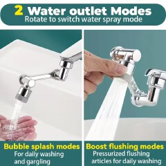 1080 Rotatable Faucet Extender Sprayer Head 2 Modes Universal Bathroom Tap Extend Adapter Aerator