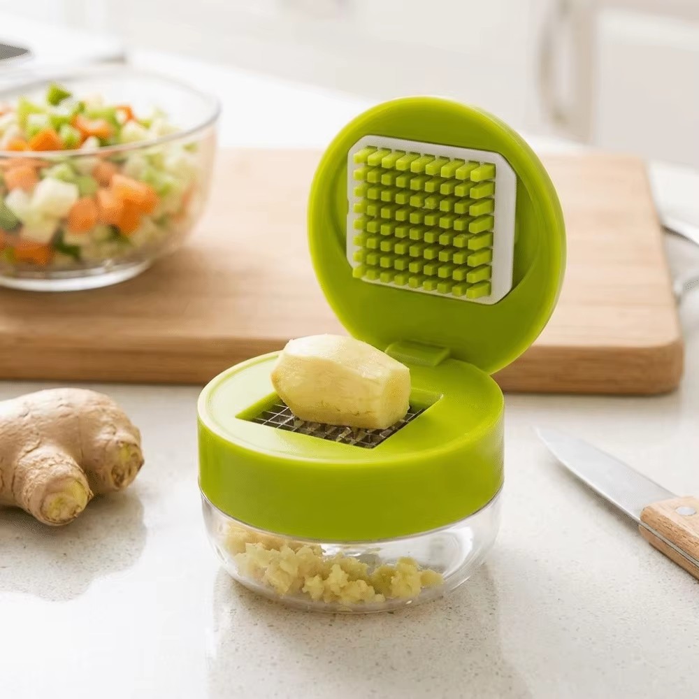 1PC Multifunctional Garlic Press Manual Mincer,PET and Stainless Steel Garlic Slicer Handheld Ginger Masher with Storage Case