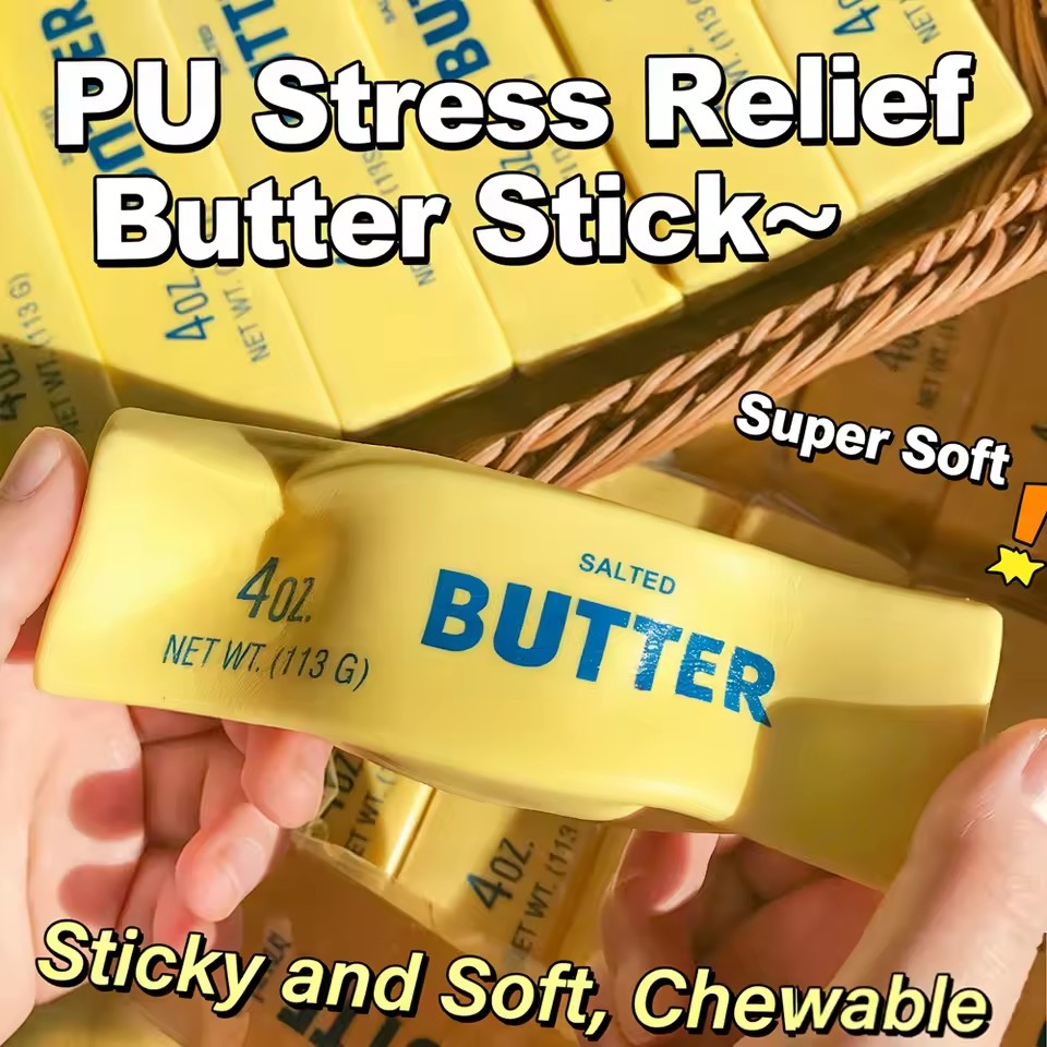 1PC Antistress Butter Stick Stress & Anxiety Relief Fidget Toys Slow Rising Squishy Squeeze Elastic Cheese Stick Prank Toys