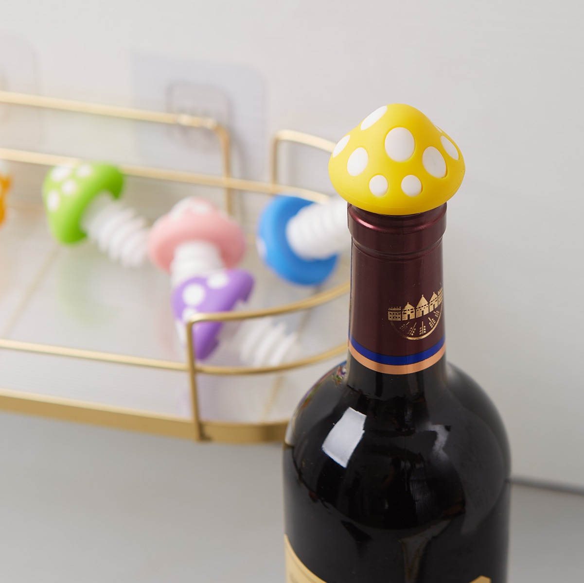1Pc Mushroom Shaped Silicone Wine Bottle Stopper Holiday Leak Proof Cap for Glass Bottles Kitchen Gadget Sealing Lid
