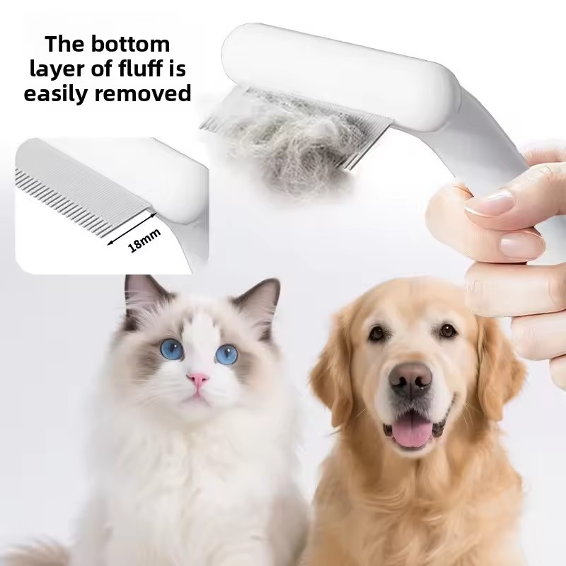 Pet Hair Removal T Type Rake Smooth ABS Plastic Housing Corrosion-resistant Steel Teat Reduces Floating Pet Hair Sofa Carpet Grooming Work for All Cat Breeds pet brush