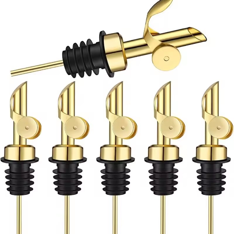 1PC Stainless Steel Bottle Pourer Auto Flip Liquor Bottle Pourer for Alcohol Pour Spout with Plug for Cocktail Olive Oil Vinegar
